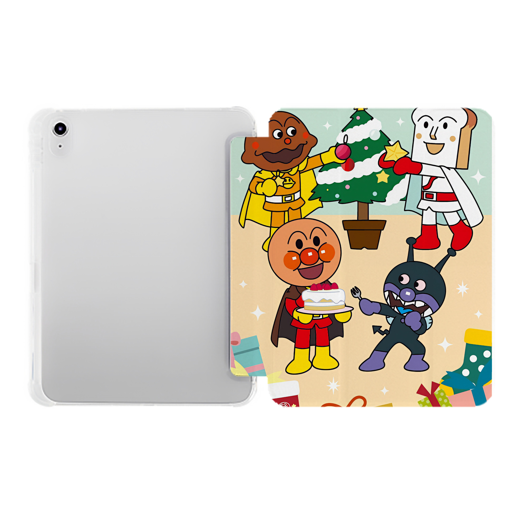（画像用） アンパンマン Anpanman IPad ケース ペン収納付き 三つ折りスタンド PUレザー×シリコン 対応機種9.5/10.5/10.9インチ